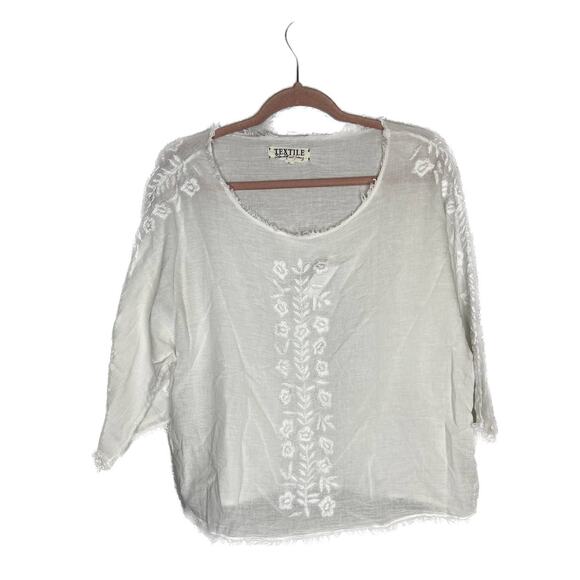 Elizabeth and James Textile Cotton White Summer Blouse - Picture 1 of 9
